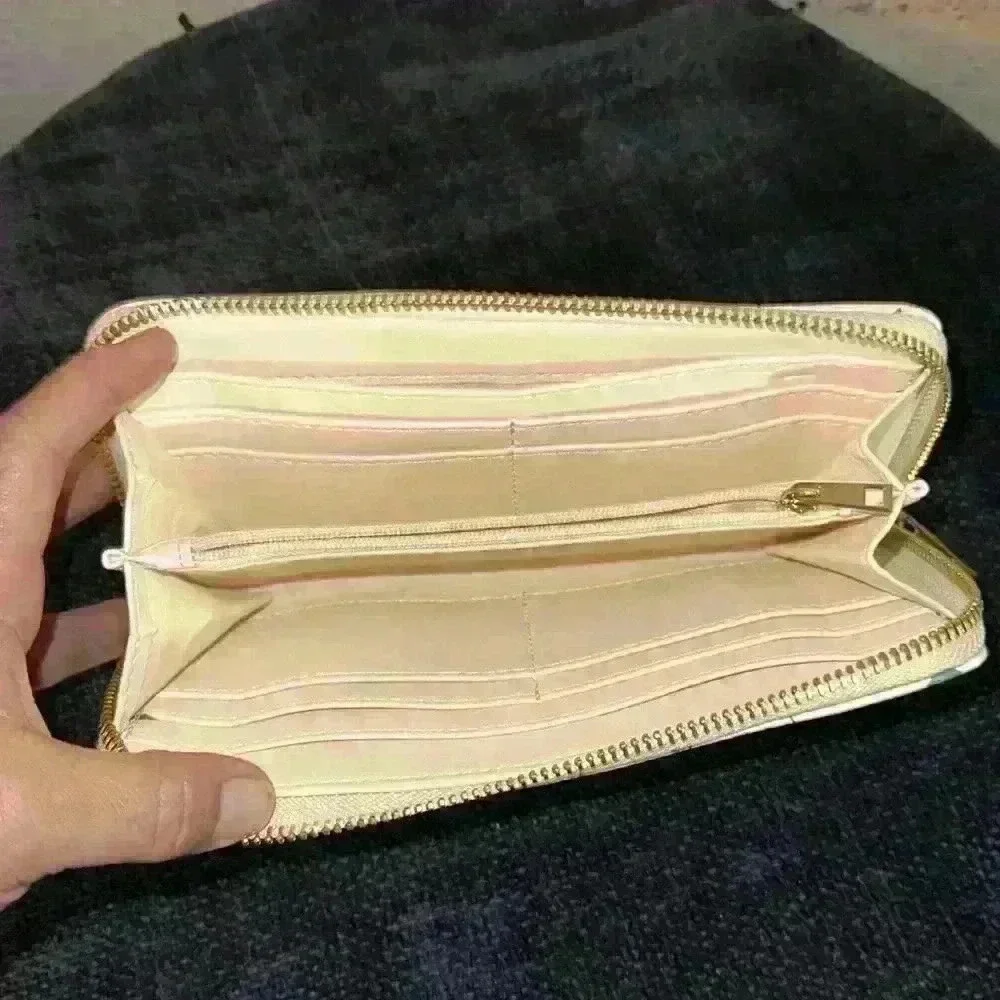 a new day. Gold Zip-around Wallet Floral,  zipper Coin, 8 Card & 2 Bill slots